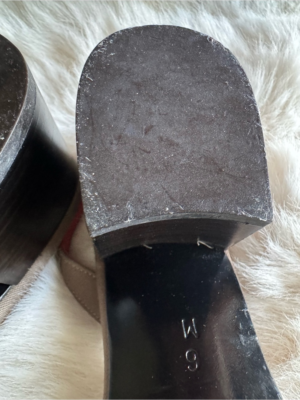 Yves Saint Laurent Taupe Slingback Mules with Red Insole - Picture 13 of 14